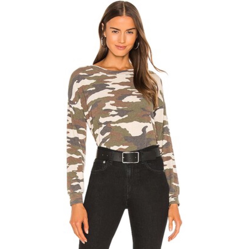 REVOLVE camo lattice back sweater